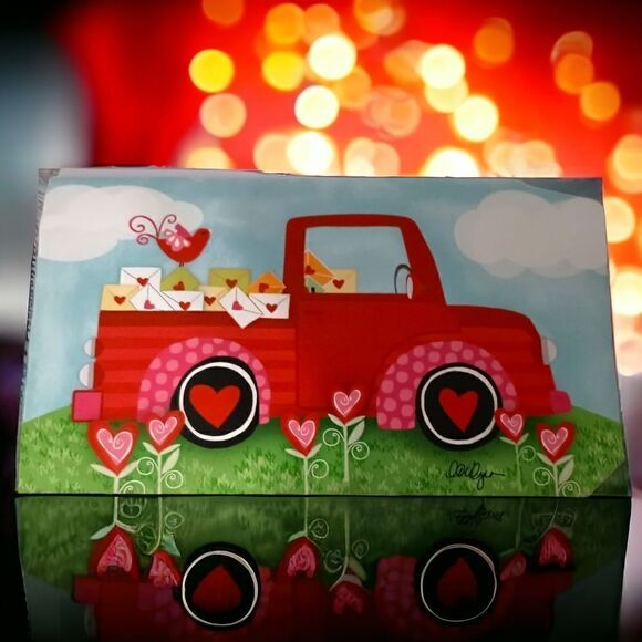 Mailbox Wrap Valentines Day Truck Hearts Lou Sims Magnetic Studio M Post Cover. - Picture 1 of 15